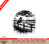 Bird on Fence SVG, PNG, JPG, AI, PDF, DXF, EPS and WebP - Digital Download